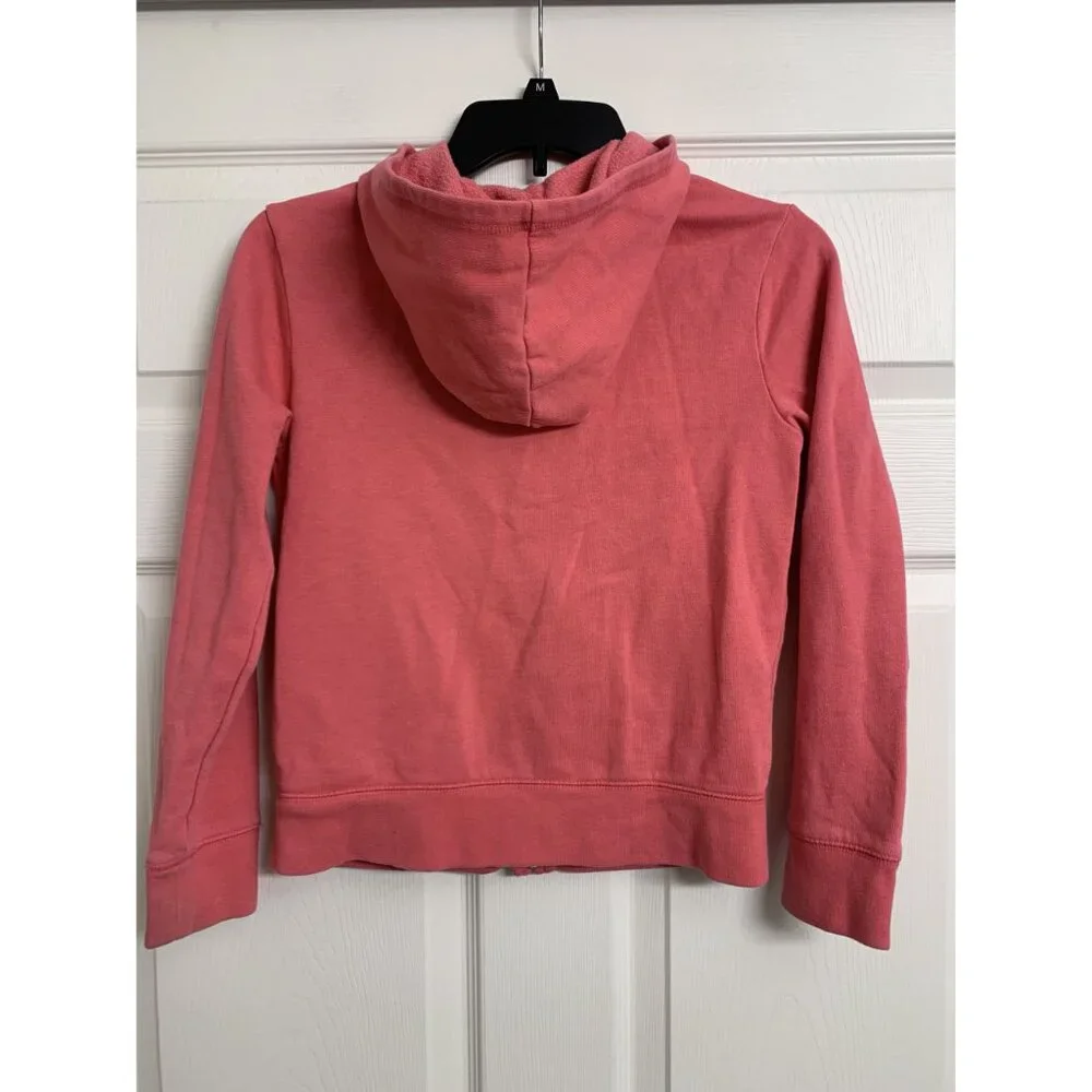 Gap Kids XL (12) Pink Hooded Sweatshirt White Embroidered Logo Full Zip‎